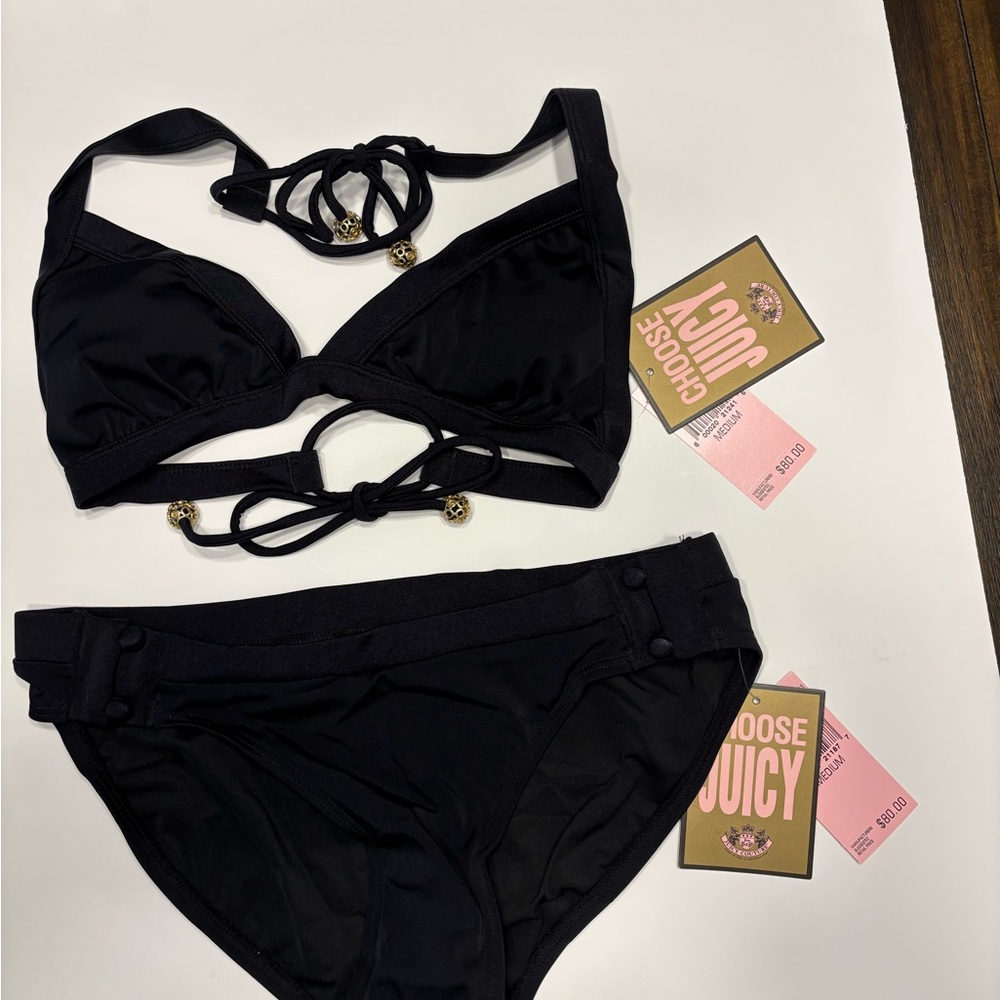 JUICY COUTURE BIKINI SEXY BLACK BASIC
RARE STYLE 2 PIECE DANCE SET SIZ MEDIUM